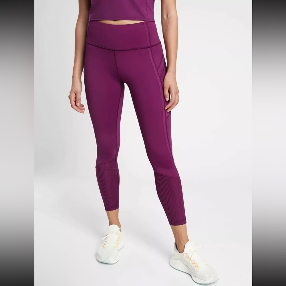 Athleta Vitality Rib 7/8 Tight Size ST Small Tall Velvet Plum #631740 Drawstring